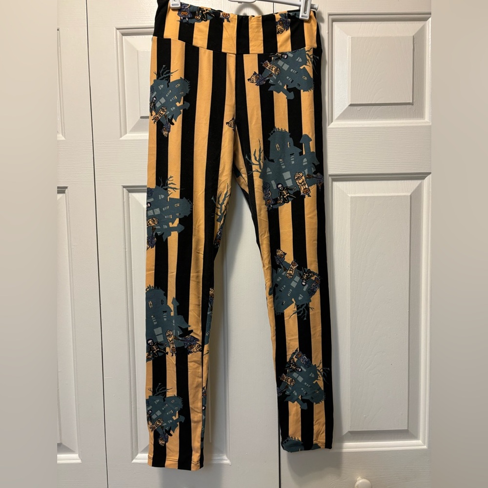 LuLaRoe leggings haunted house stripes
